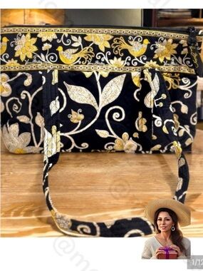 Vera Bradley Little Betsy Shoulder Bag in Yellow Bird Quilted Cotton Retired EUC